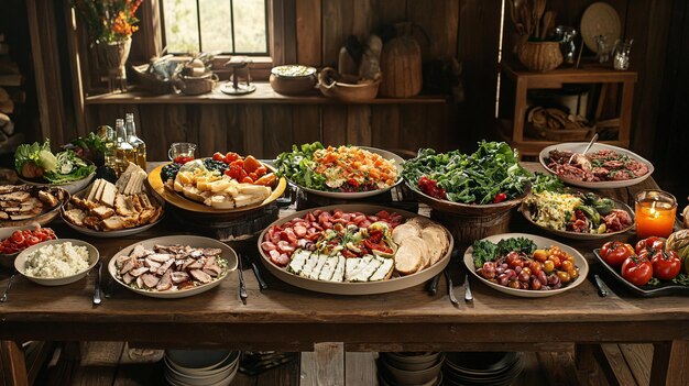 Różnorodne potrawy na stole